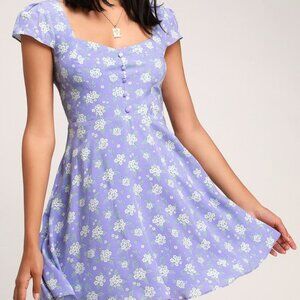 Lulus Passion Project Lilac Floral Print Mini Dress Purple - Size M